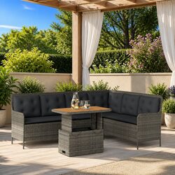 Garden Sofa Set 2 Piece with Adjustable Acacia Top