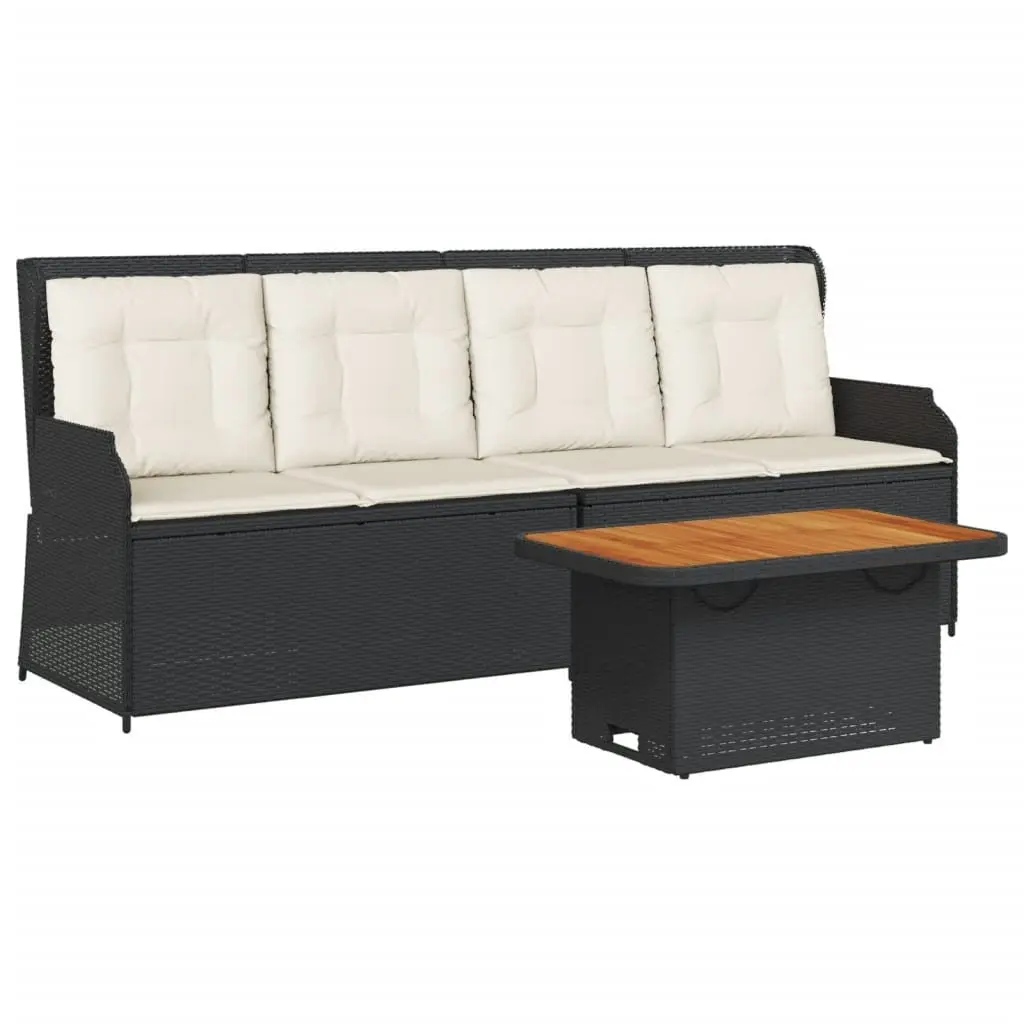 3 Piece Garden Lounge Set with Cushions Black Rattan Patio Outdoor Furniture