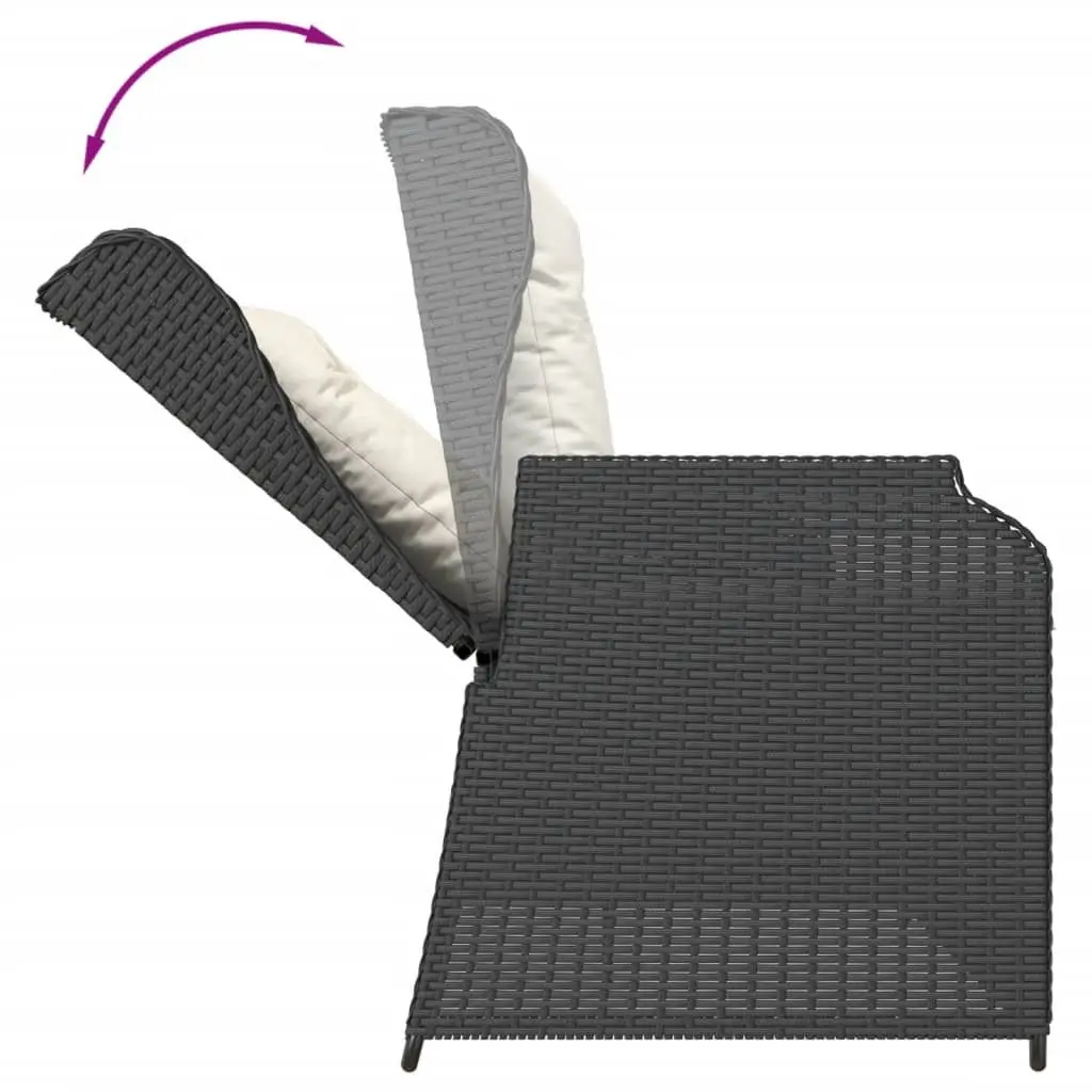 3 Piece Garden Lounge Set with Cushions Black Rattan Patio Outdoor Furniture