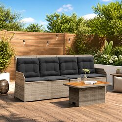 Garden Lounge Set 3 Piece Grey Outdoor Furniture Patio Sofa Chair Table Cushions