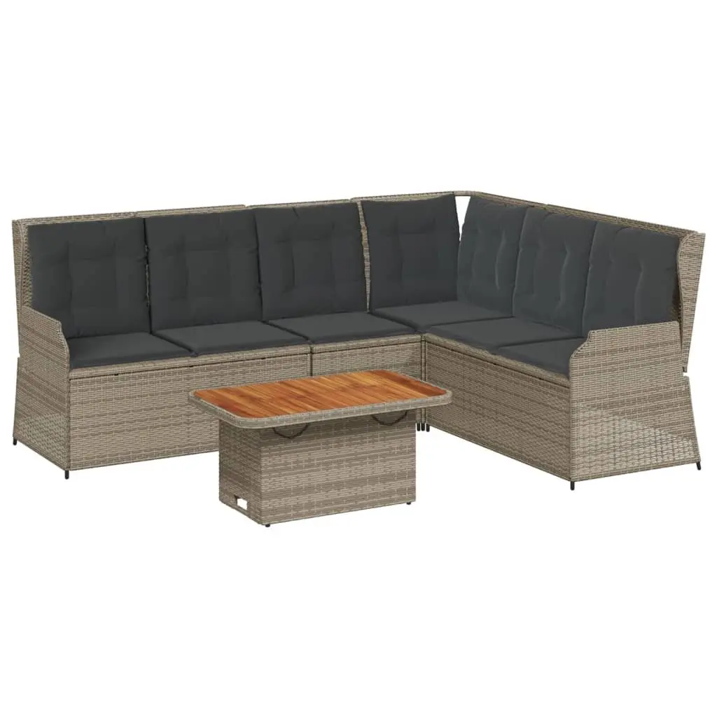 5 Piece Outdoor Lounge Set Garden Furniture Grey Poly Rattan for Patio