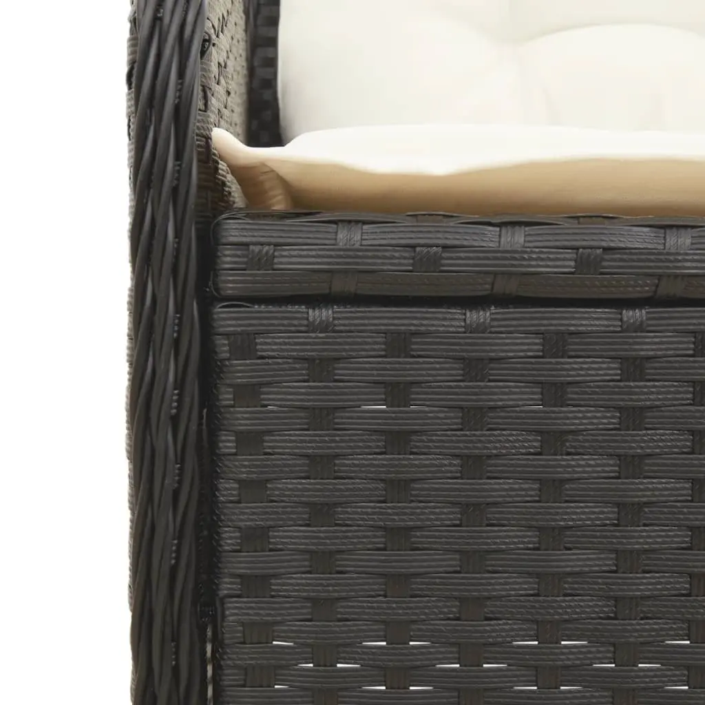 Outdoor Garden Sofa Set 3 Piece Black Poly Rattan Patio Lounge Furniture with