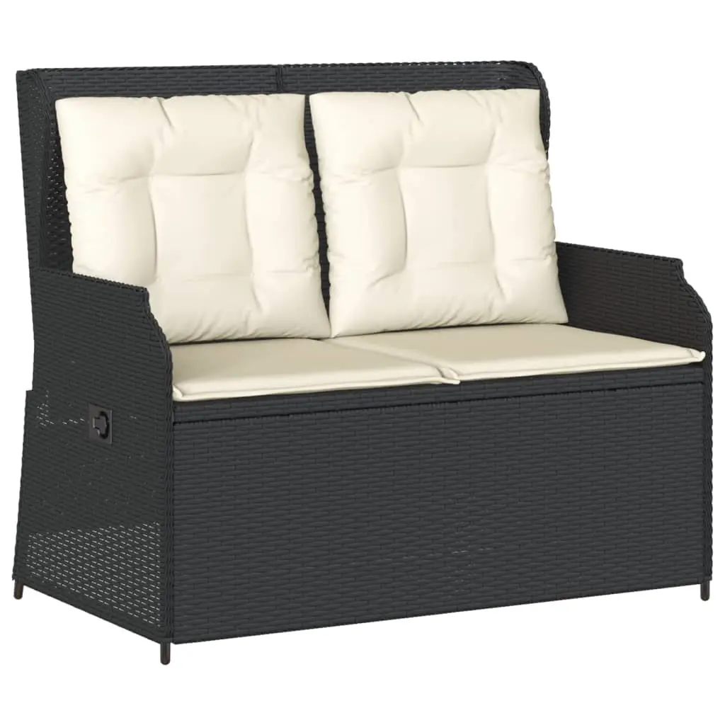 3 Piece Outdoor Lounge Set Black Poly Rattan Garden Furniture with Cushions