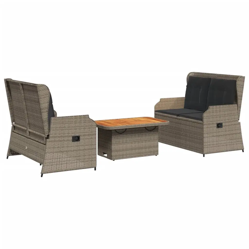 3-Piece Grey Garden Lounge Set