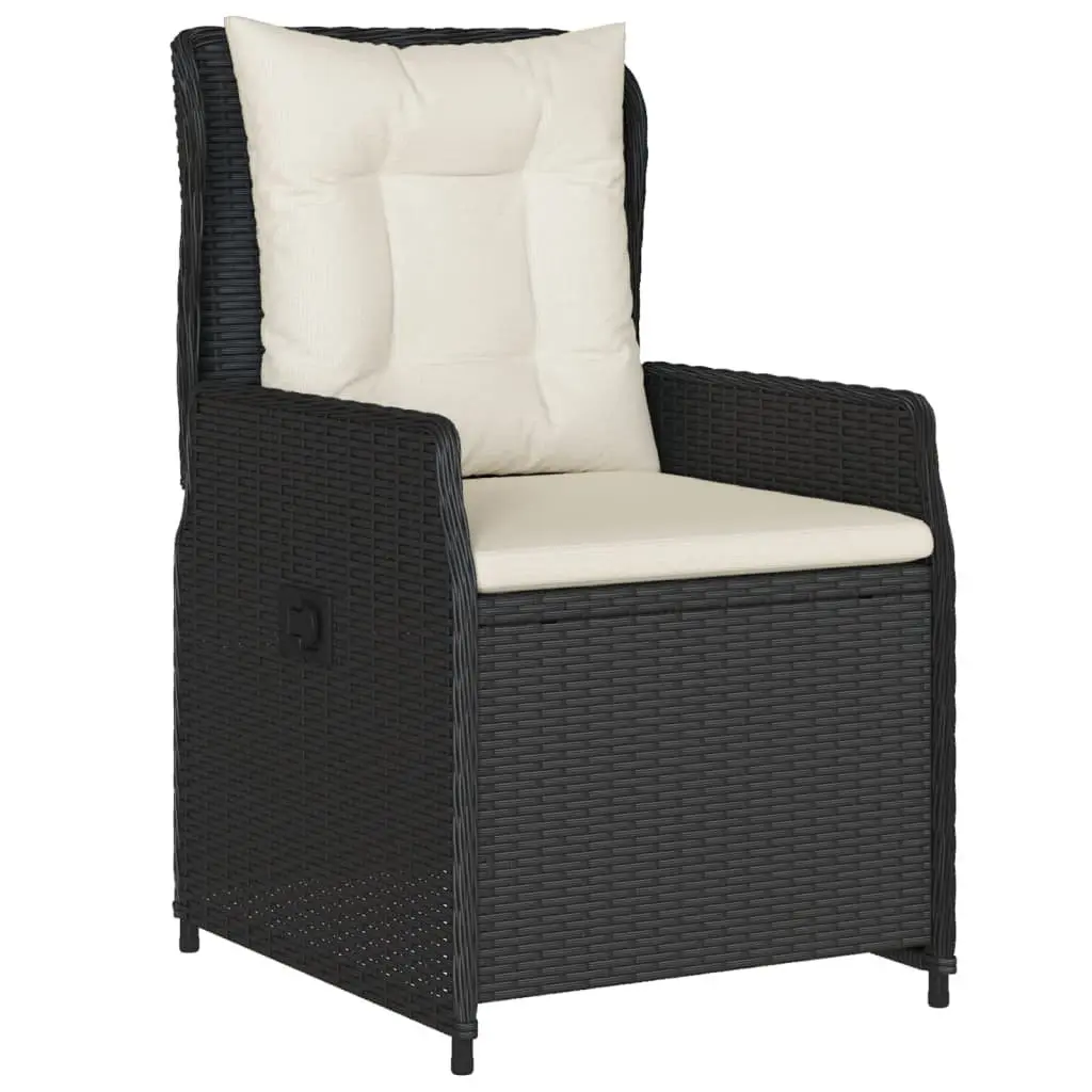 Garden Dining Set 5 Piece Black Poly Rattan Table Chairs Cushions Patio