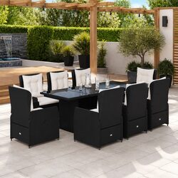 Specifications of 9 Piece Outdoor Dining Set in Black