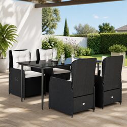Black Poly Rattan Garden Dining Set - 5 Pieces