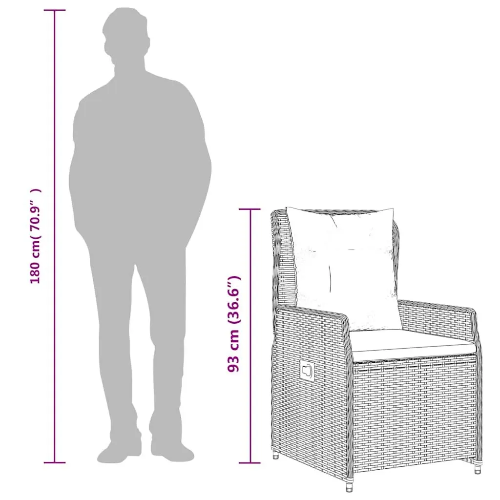 Garden Dining Set Outdoor Furniture 3 Piece Black Poly Rattan
