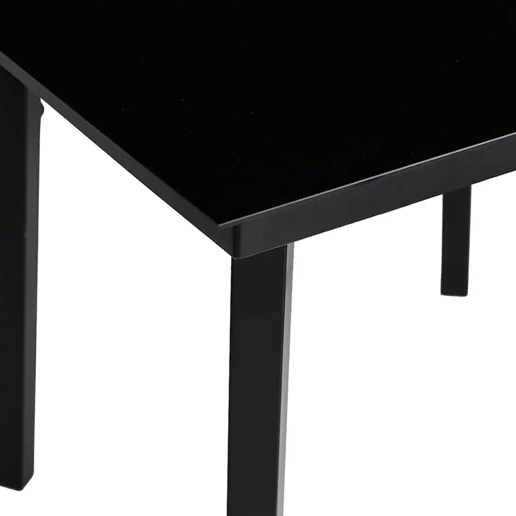 5-Piece Black Garden Dining Set with Tempered Glass Top