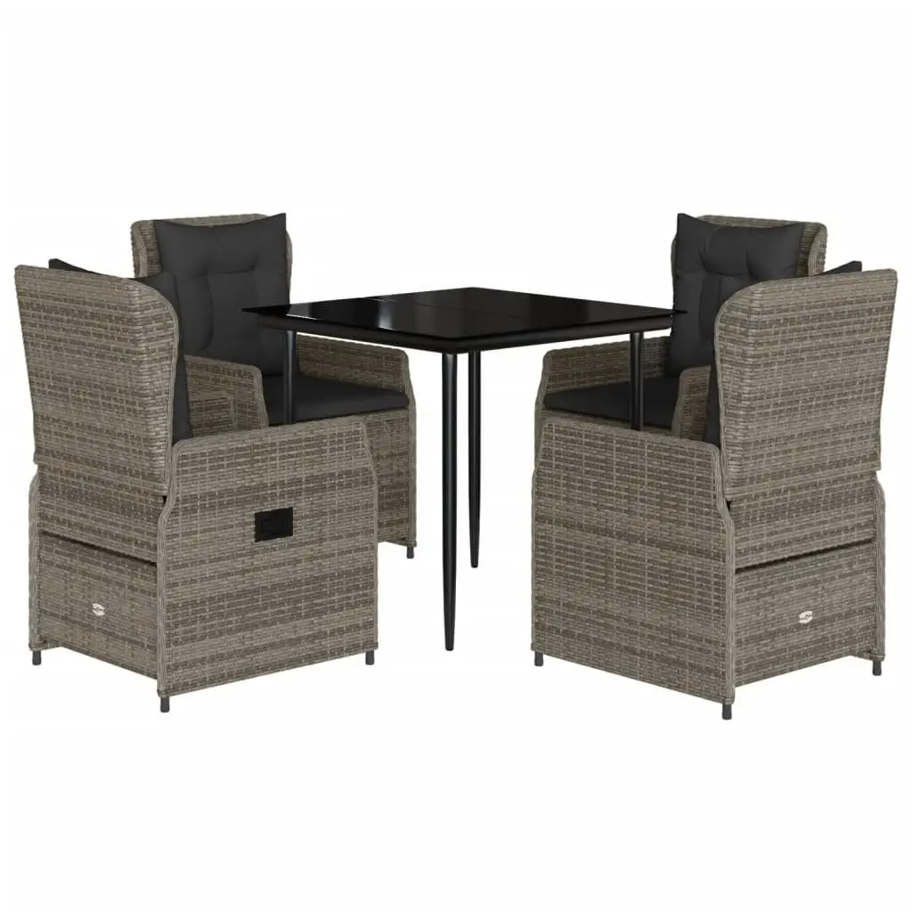 Garden Dining Set Outdoor Use 5 Piece Grey Poly Rattan Chairs Table