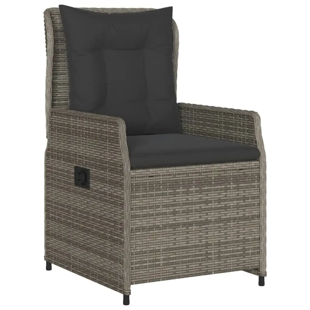 Garden Dining Set 5 Piece Outdoor Furniture Grey Poly Rattan with Cushions Patio