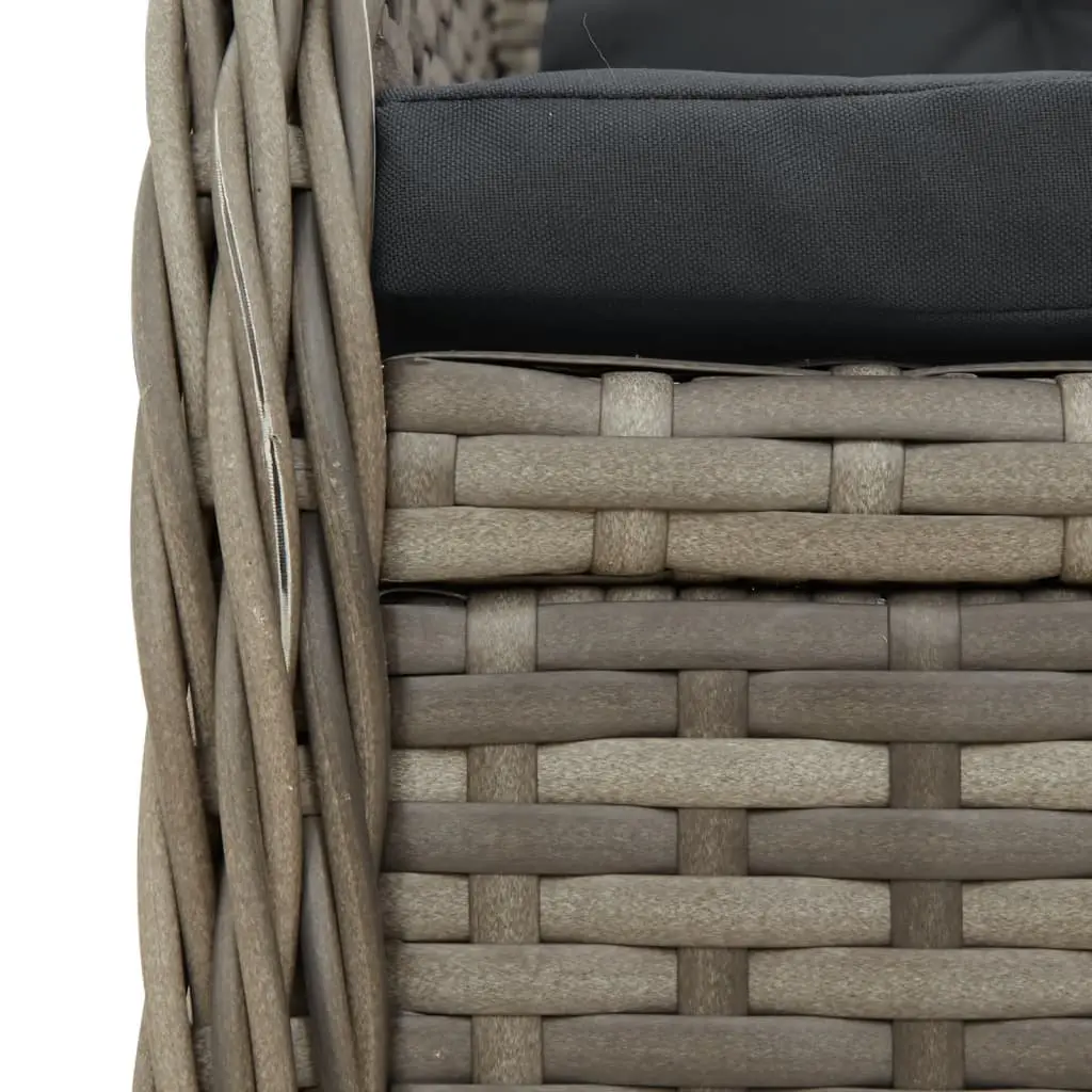 5 Piece Garden Dining Set Outdoor Furniture Grey Poly Rattan with Cushions Patio