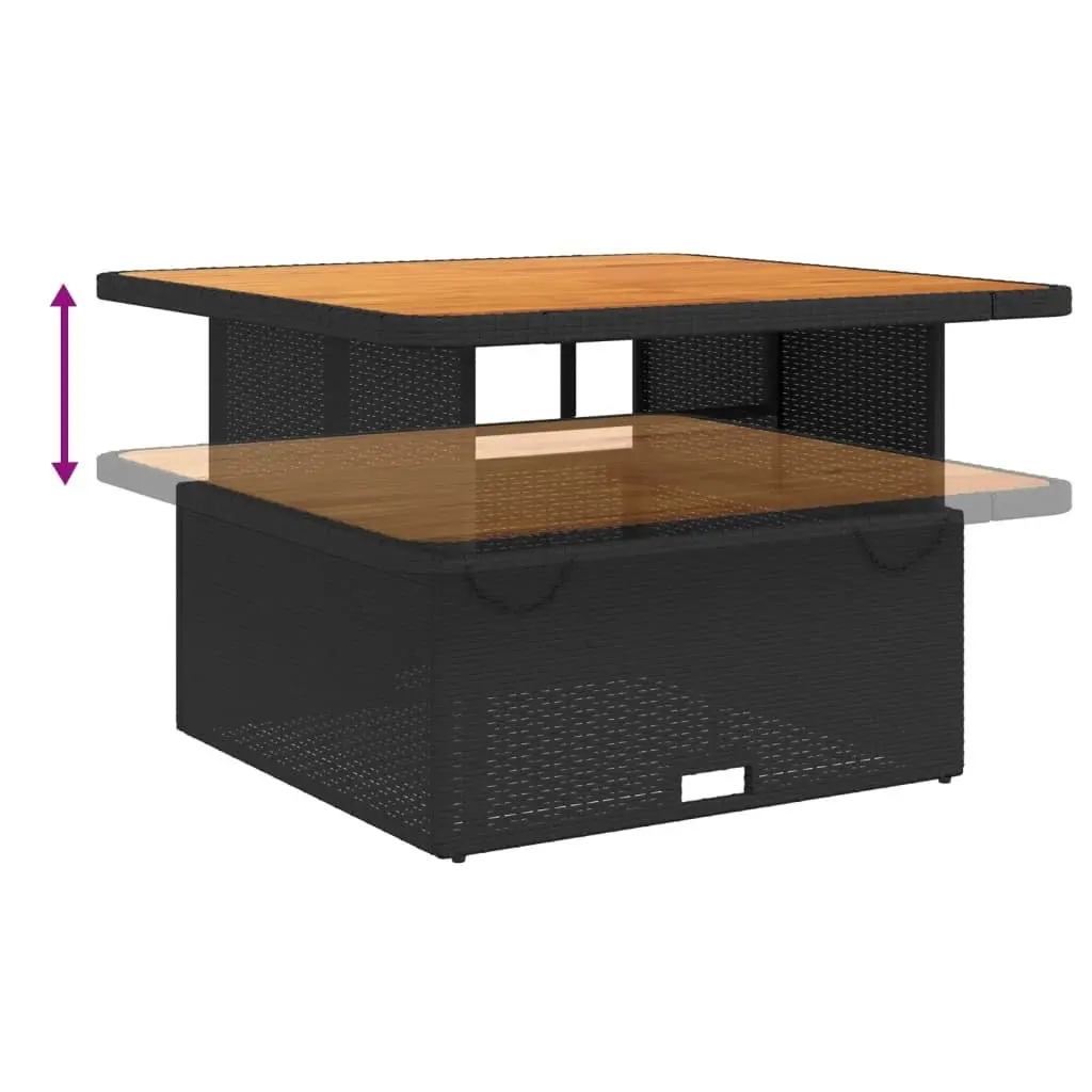 5 Piece Outdoor Dining Set Adjustable Table with Black PE Rattan Chairs for Garden and Patio Furniture