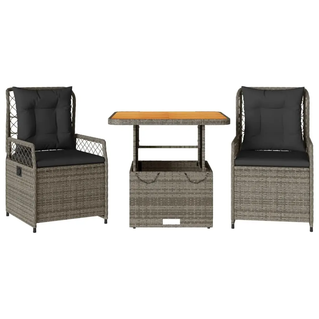 3 Piece Adjustable Grey Garden Dining Set