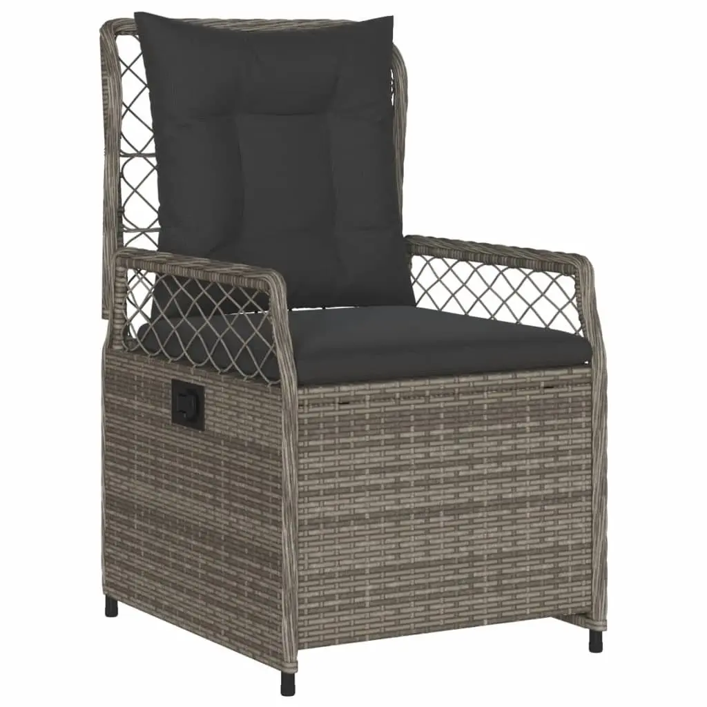 Garden Dining Set 9 Piece Grey Outdoor Furniture with Cushions Tempered Glass