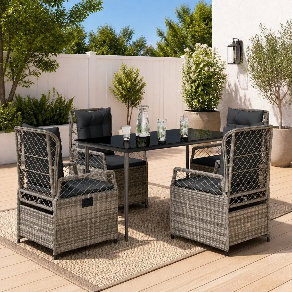 5 Piece Grey Garden Dining Set