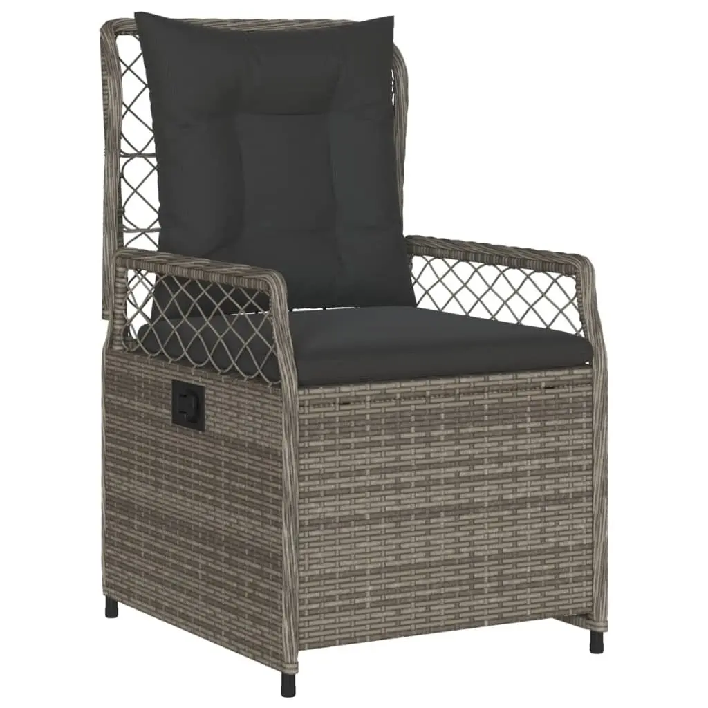 Garden Dining Set 5 Piece Outdoor Furniture Grey Poly Rattan Adjustable Backrest