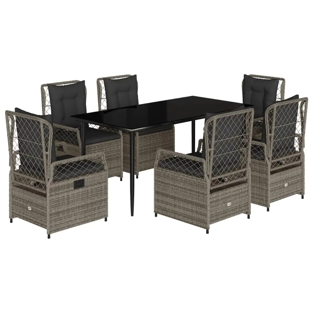 7 Piece Garden Dining Set with Grey Rattan