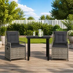 Garden Dining Set: 2 Chairs and Table in Grey