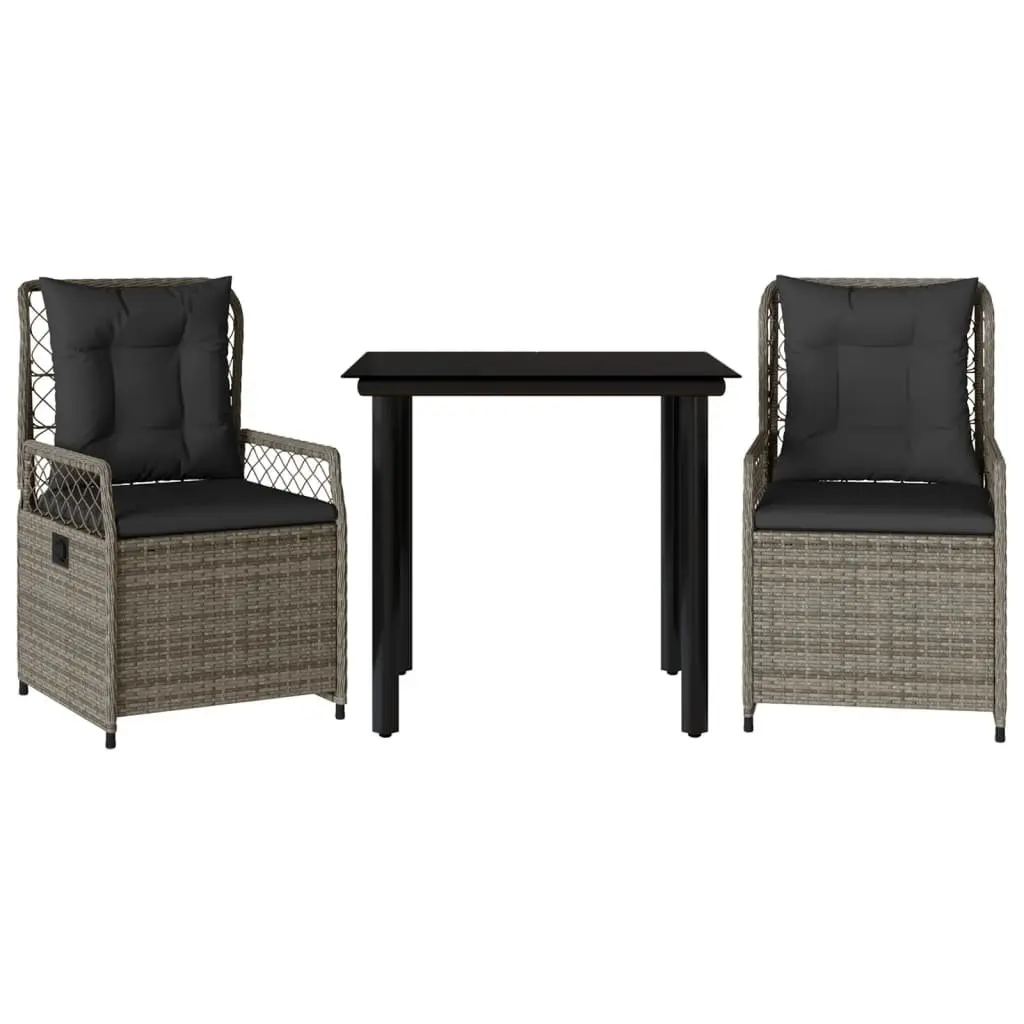 Garden Dining Set 3 Piece Outdoor Furniture Poly Rattan Chairs Table Patio