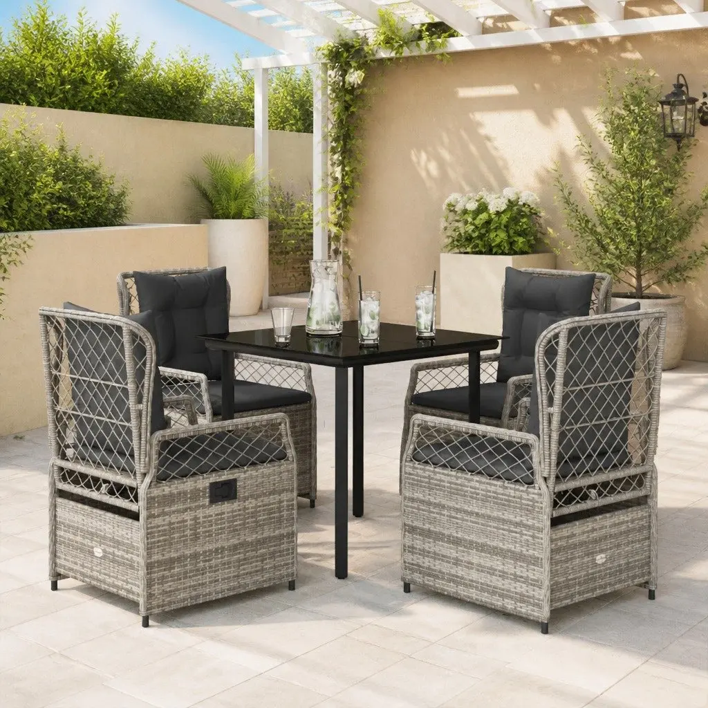 5 Piece Grey Garden Dining Set