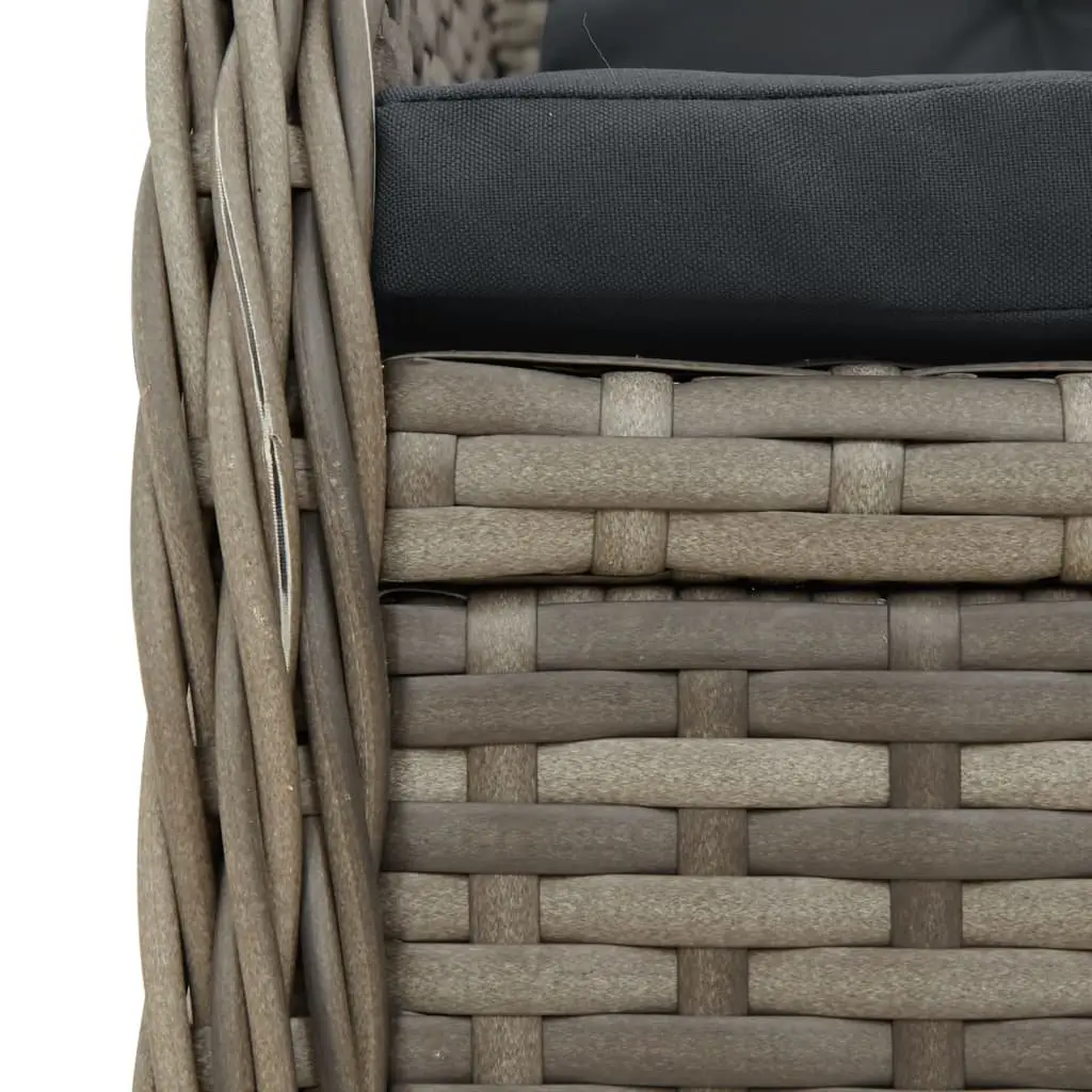 Garden Dining Set Outdoor Furniture 5 Piece Grey Poly Rattan Cushions Glass