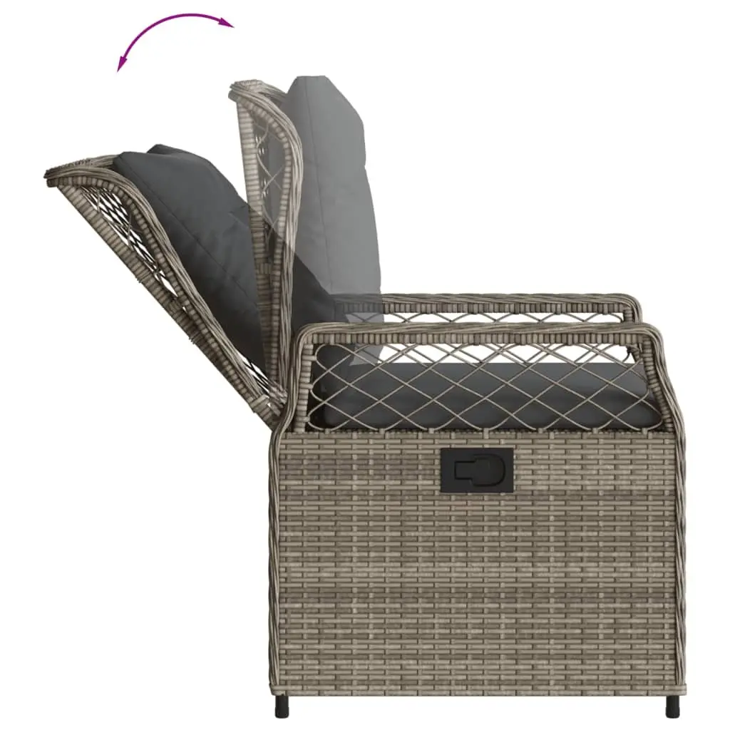 Outdoor Dining Set 7 Piece Grey Poly Rattan Cushions Garden Patio Furniture