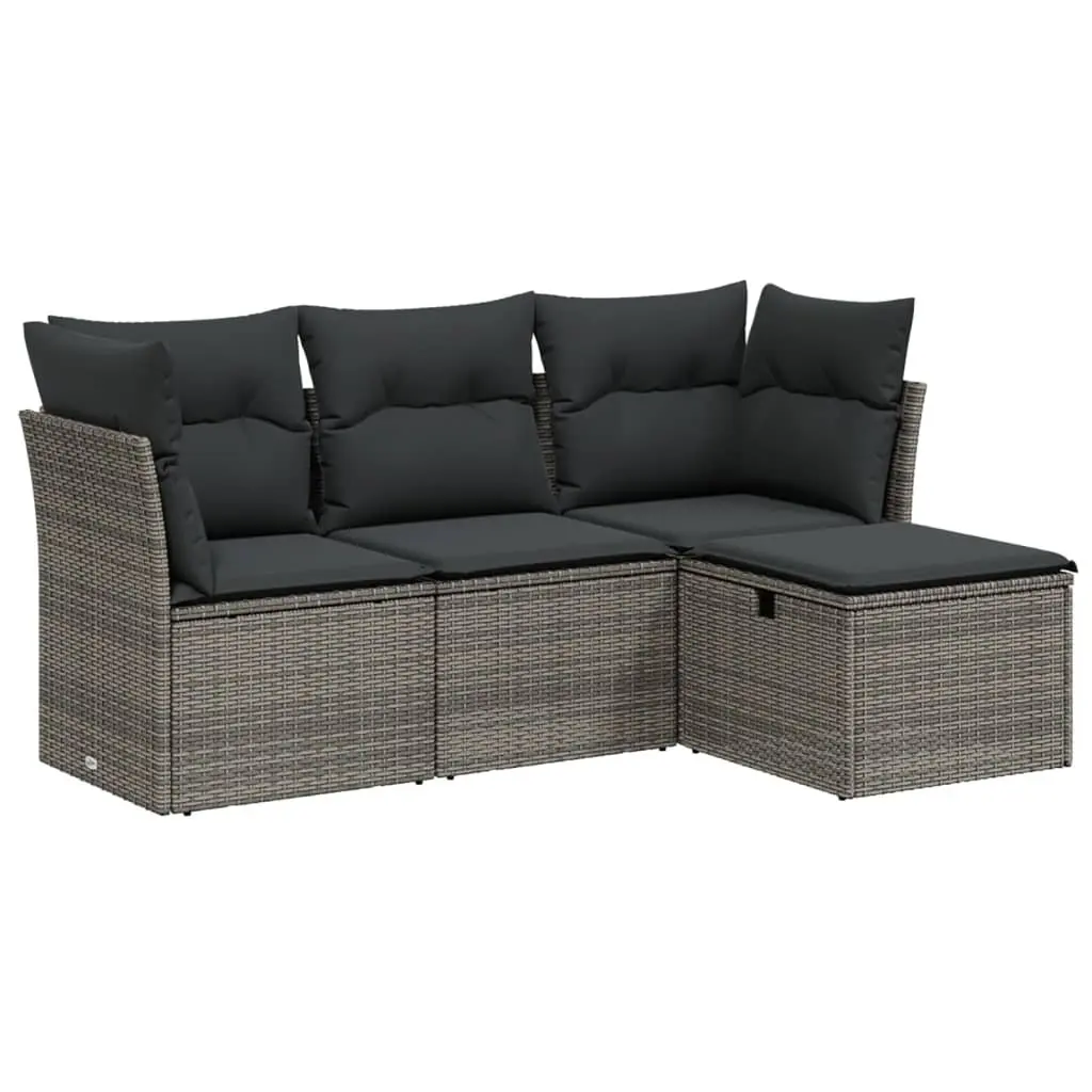 Grey Poly Rattan 4 Piece Garden Sofa Set Outdoor Furniture Patio