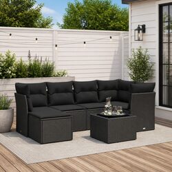 Specifications of 7 Piece Black Garden Sofa Set with Cushions