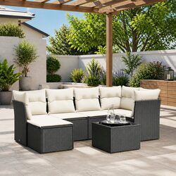 7 Piece Modular Outdoor Furniture Set in Black Rattan