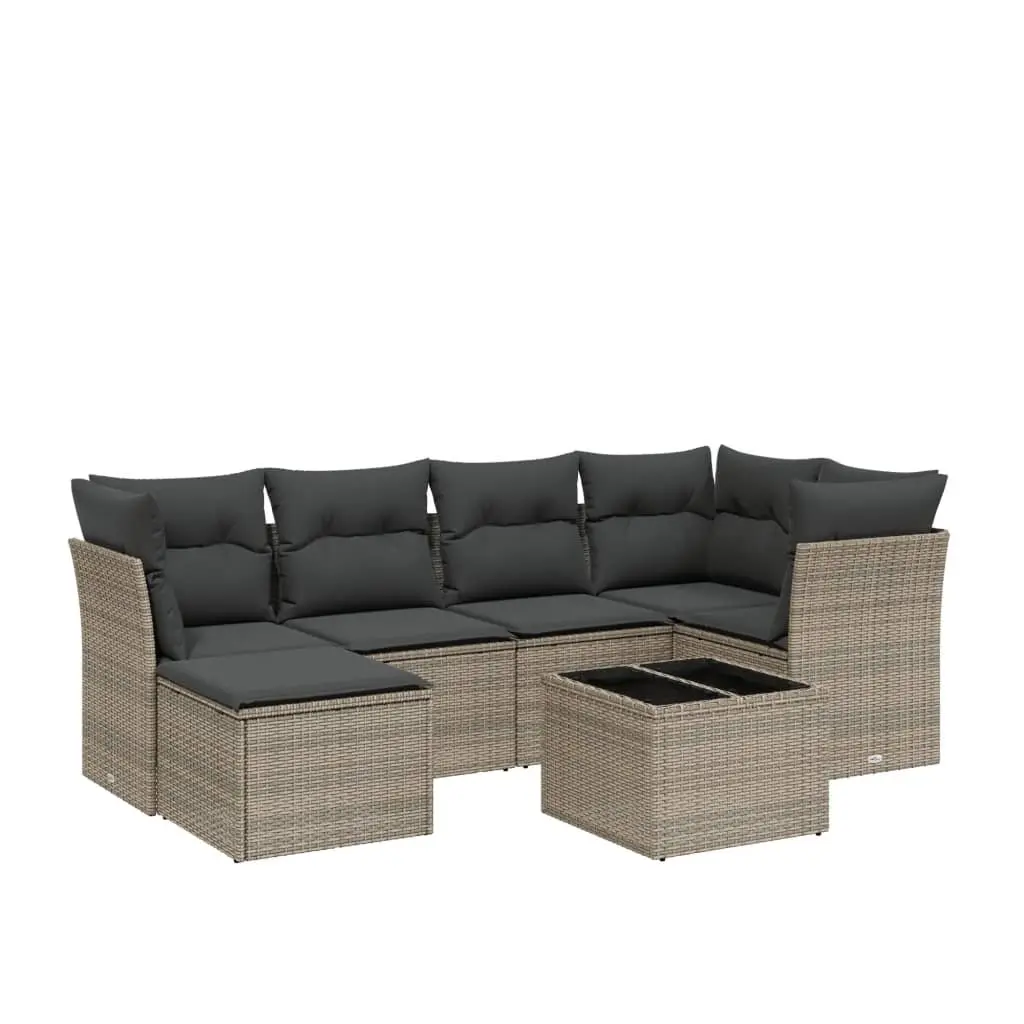 Garden Sofa Set Outdoor Furniture Patio Lounge 7 Piece Grey Poly Rattan Modular