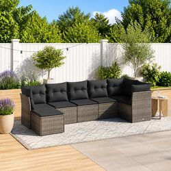 7 Piece Modular Garden Sofa Set in Grey