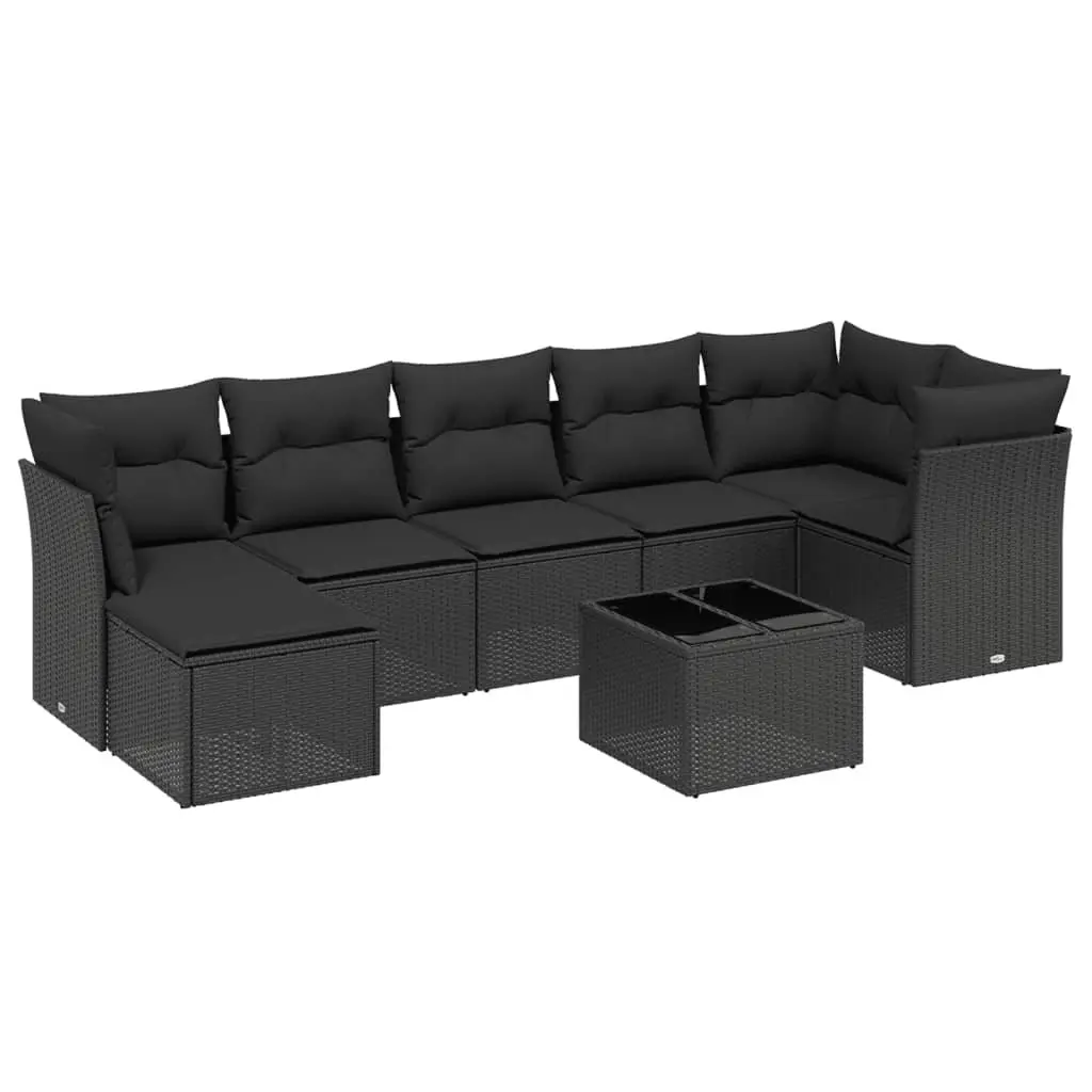 Garden Sofa Set 8 Piece Outdoor Furniture Patio Seating Black Poly Rattan with