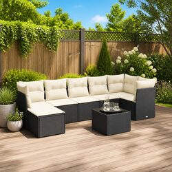 8 Piece Outdoor Sofa Set Specifications - Black Rattan