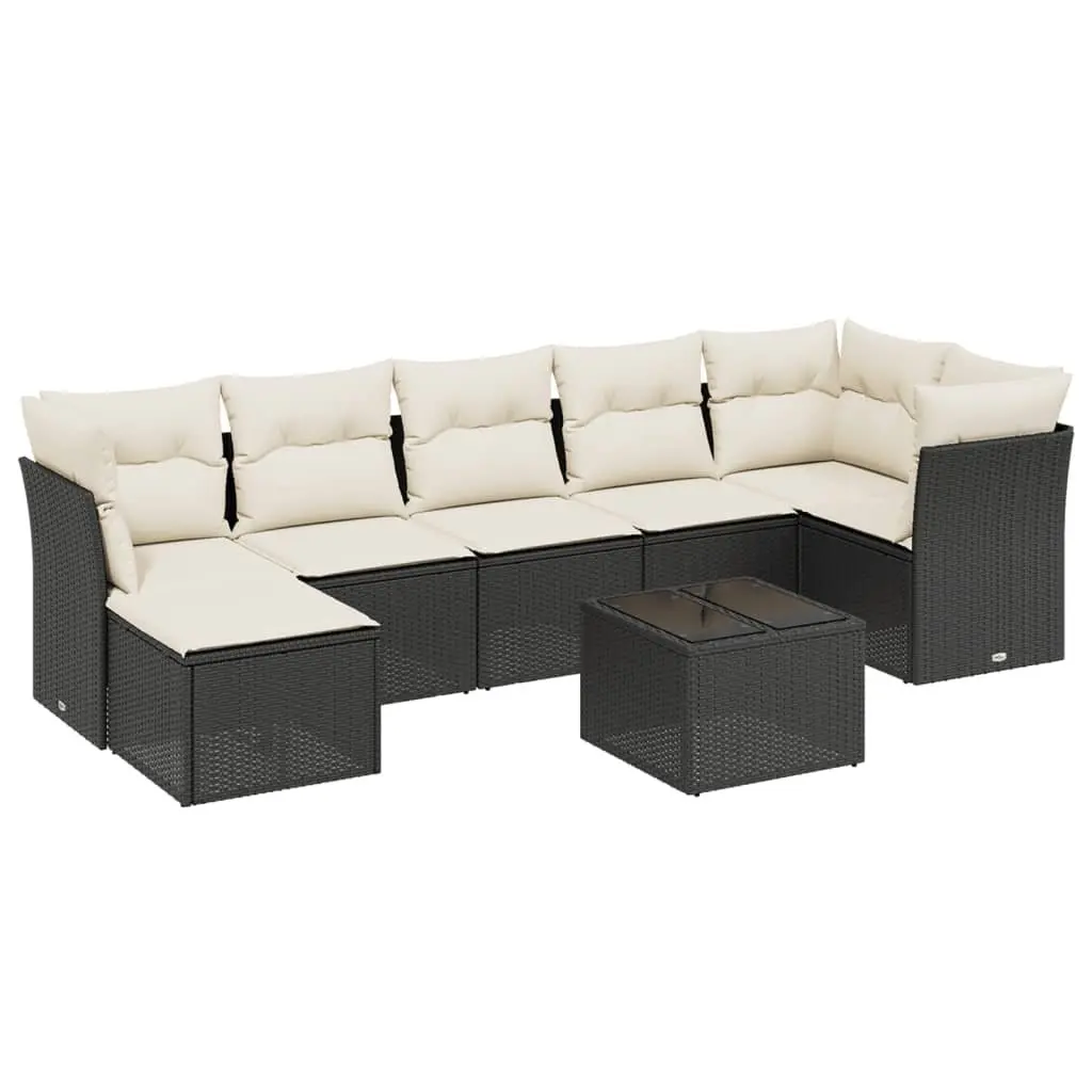 Garden Sofa Set 8 Piece Outdoor Furniture Patio Modular Black Poly Rattan