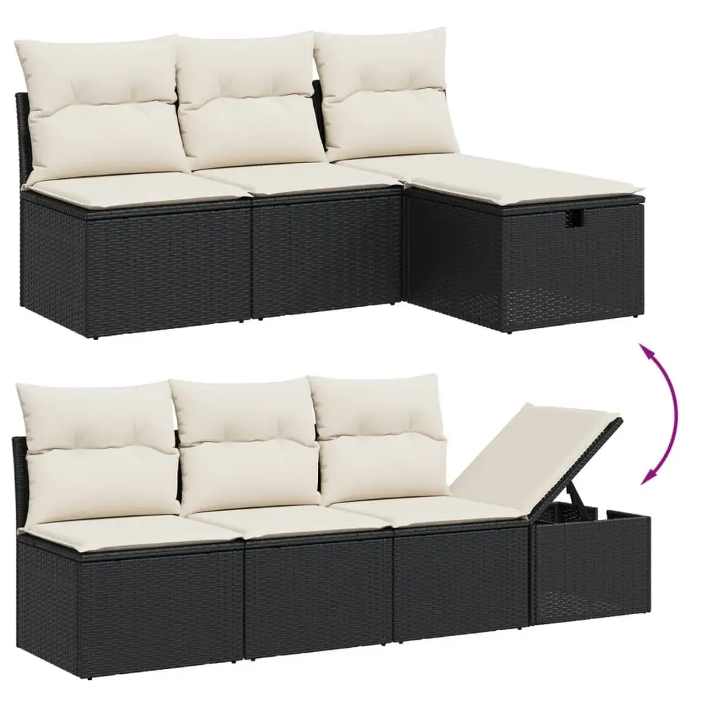 Garden Sofa Set 8 Piece Outdoor Furniture Patio Modular Black Poly Rattan