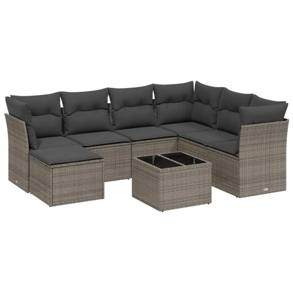 Garden Sofa Set 8 Piece Outdoor Furniture Patio Seating Grey with Cushions Table