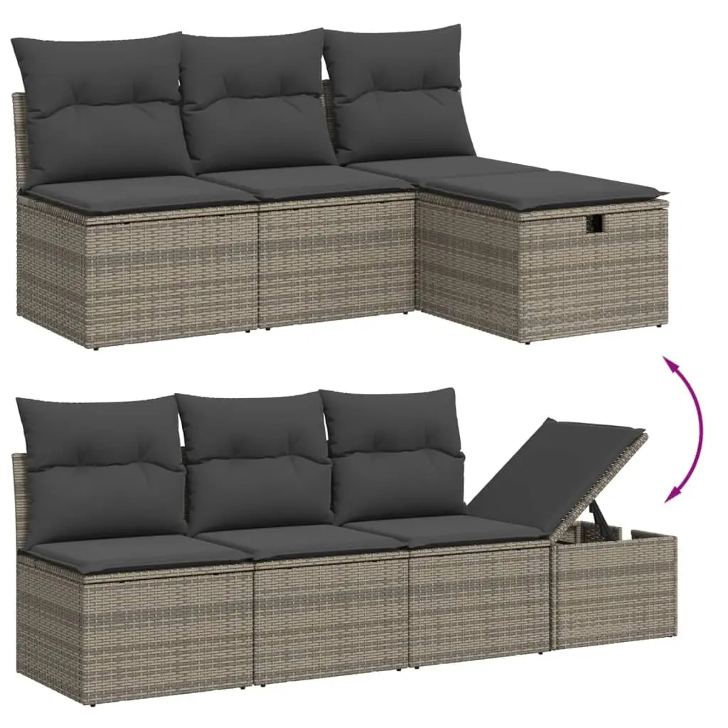 Garden Sofa Set 8 Piece Outdoor Furniture Patio Seating Grey with Cushions Table