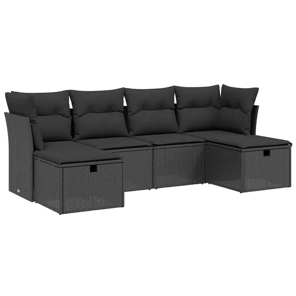 6 Piece Garden Sofa Set Outdoor Furniture Patio Lounge Modular Black
