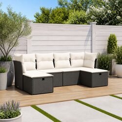 Black Rattan Outdoor Sofa Set: 6 Pieces of Comfort