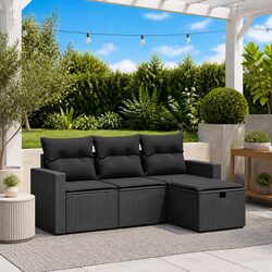 Specifications of 4 Piece Black Modular Garden Sofa Set