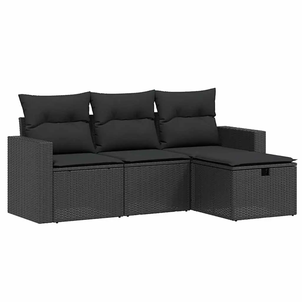 4 Piece Garden Sofa Set for Outdoor Patio Use Black