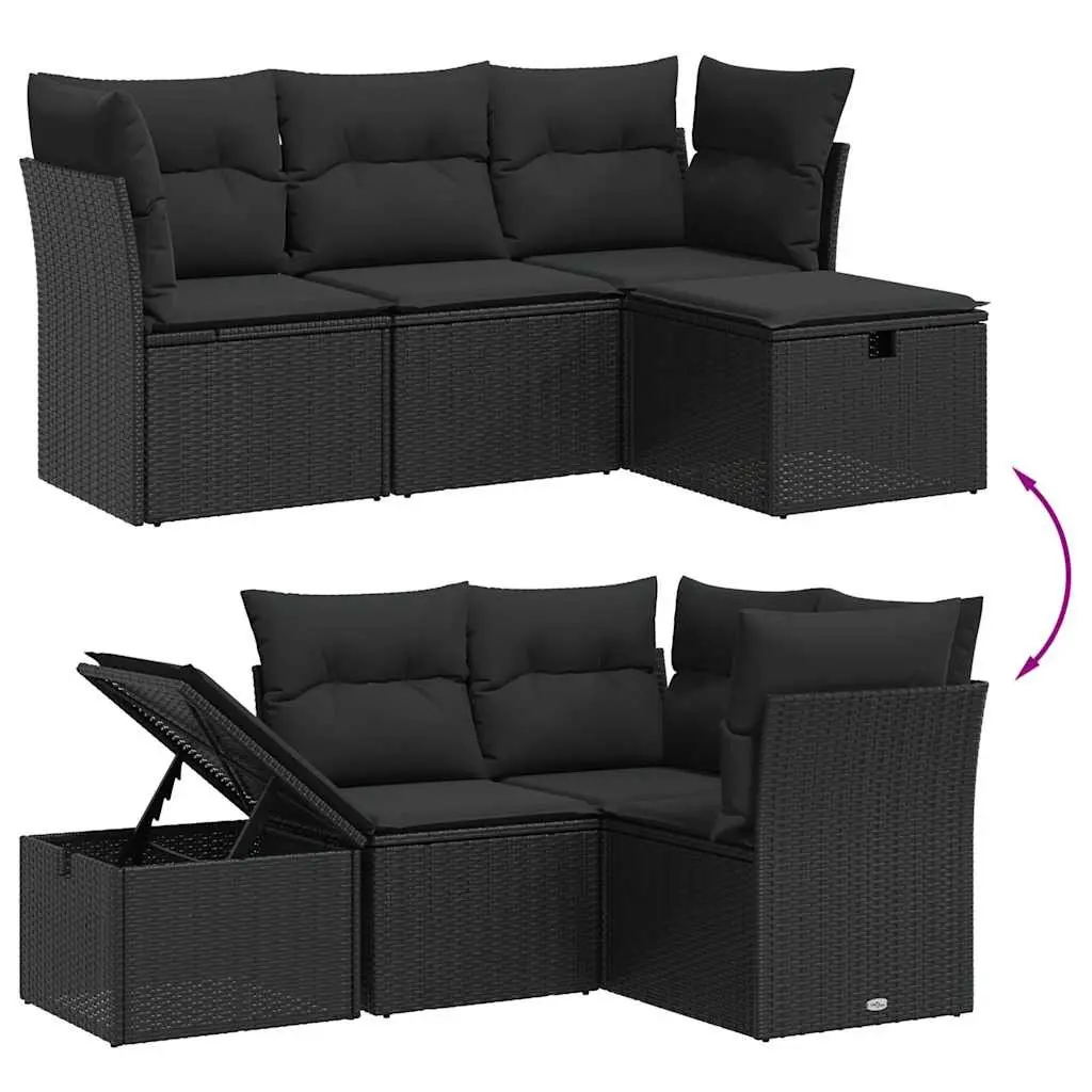 4 Piece Garden Sofa Set for Outdoor Patio Use Black