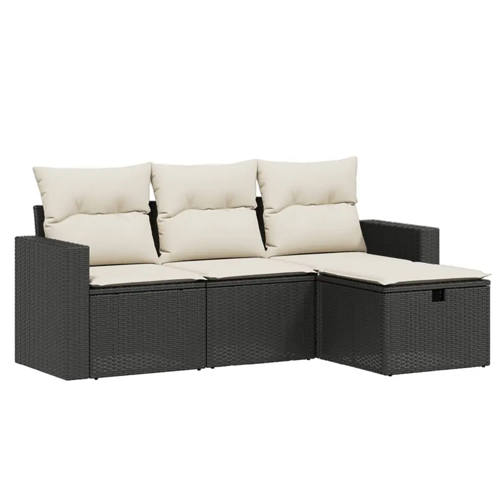 Garden Sofa Set Outdoor Furniture Patio Lounge 4 Piece Black Modular