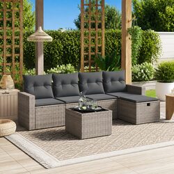 Specifications of the 6-Piece Grey Poly Rattan Sofa Set
