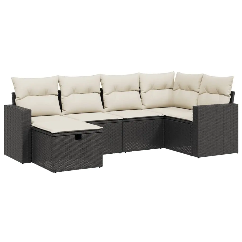 Garden Sofa Set 6 Piece Outdoor Furniture Patio Seating with Cushions Black