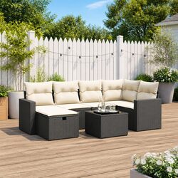 Detailed Specs for 7 Piece Black Rattan Sofa Set
