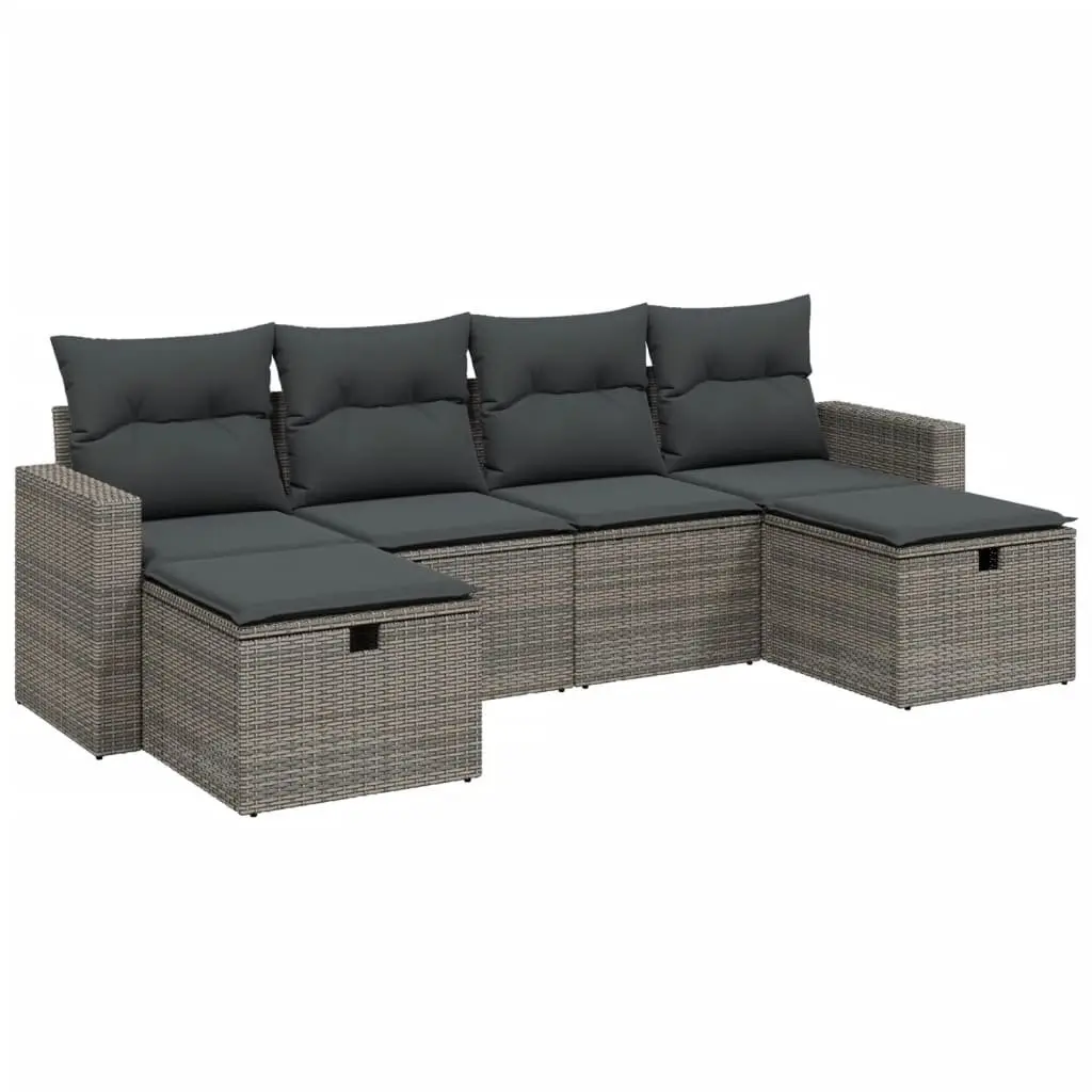 Grey Modular Garden Sofa Set for Outdoor Living 6 Piece with Cushions