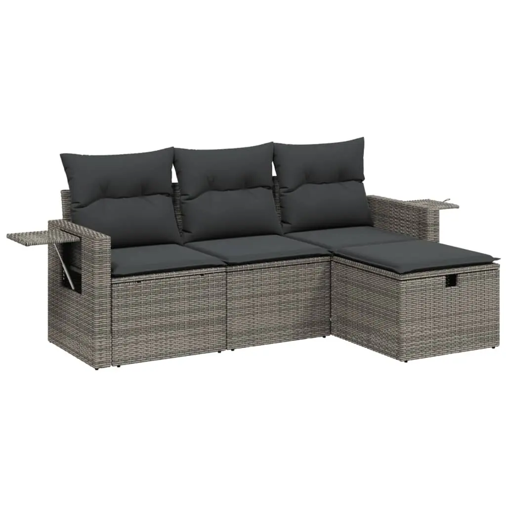 4 Piece Garden Sofa Set for Outdoor Patio Grey Modular Furniture with Cushions