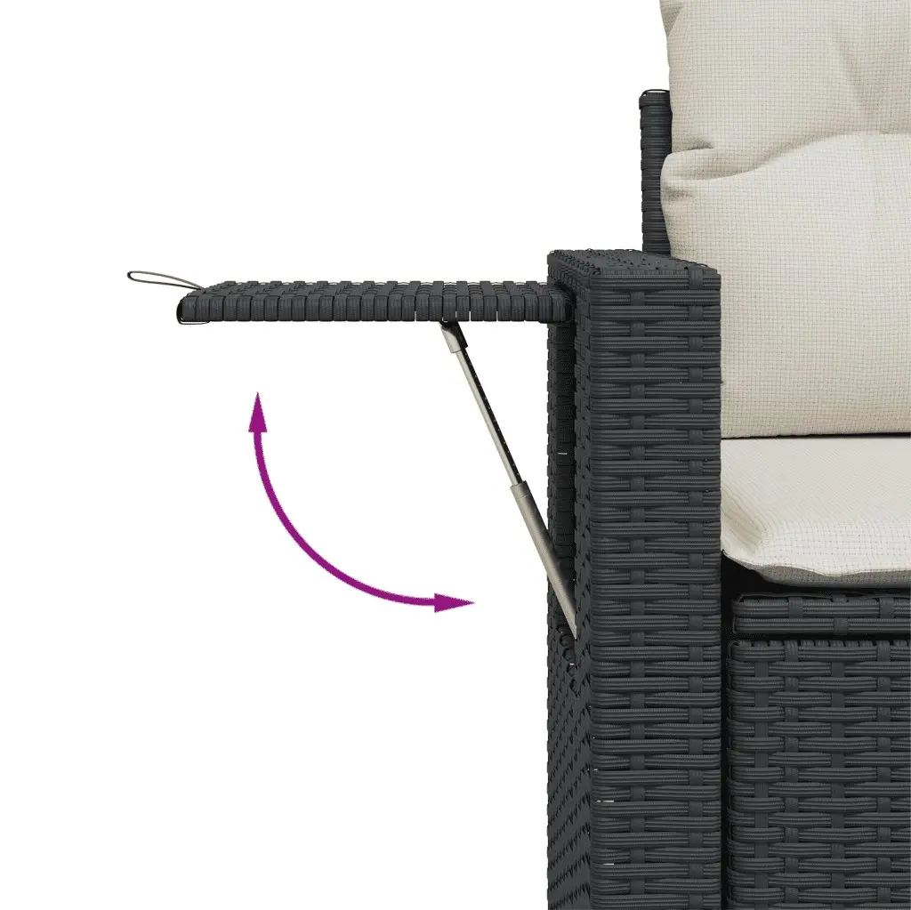 5 Piece Modular Black Rattan Sofa Set with Cushions